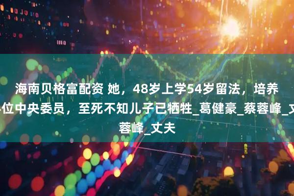 海南贝格富配资 她，48岁上学54岁留法，培养出4位中央委员，至死不知儿子已牺牲_葛健豪_蔡蓉峰_丈夫
